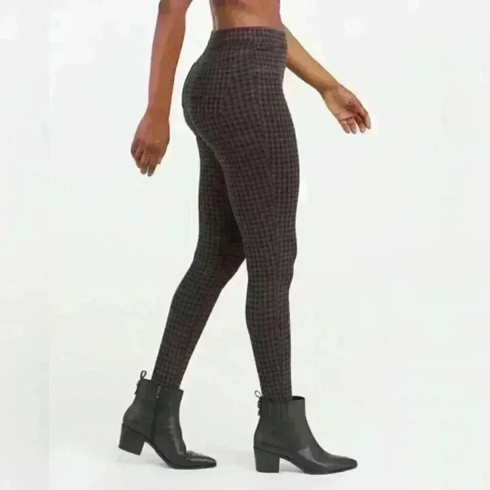 SPANX Jean-ish Ankle Leggings Skinny Pants Houndstooth Size Medium - Picture 6 of 12